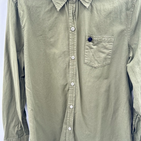 ALEX MILL organic cotton miliary green button long sleeve boho grunge blouse XL - Picture 8 of 15